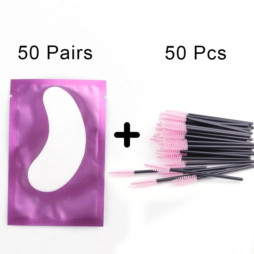 purple set3 100 шт накладки для глаз бумажные нашивки наклейки "ресницы" обертывание и 50 шт одноразовая щетка для ресниц для 150 шт ресницы удлинитель Макияж инструмент - Цвет: purple set3