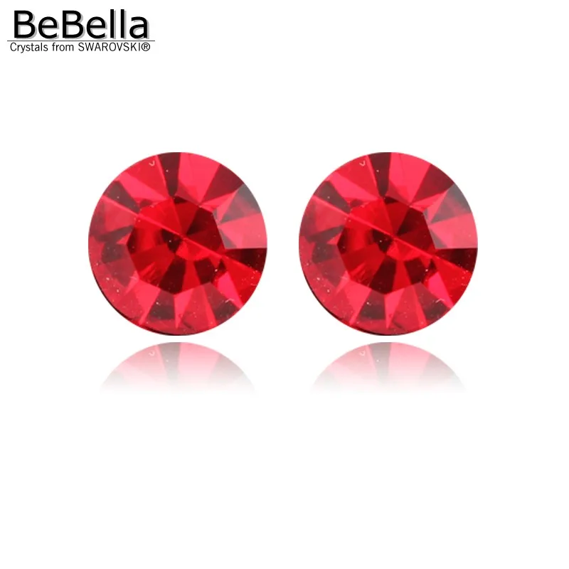 Light Siam BeBella 5 мм круглые стразы серьги-гвоздики с кристаллами от Swarovski оригинальные модные украшения для женщин подарок для девушек и жены - Окраска металла: Light Siam