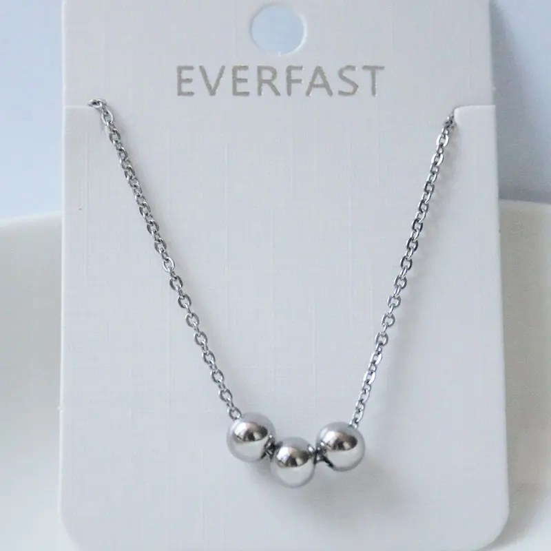 Ожерелье из нержавеющей стали с тремя бусинами минималистичные подвески Чокеры