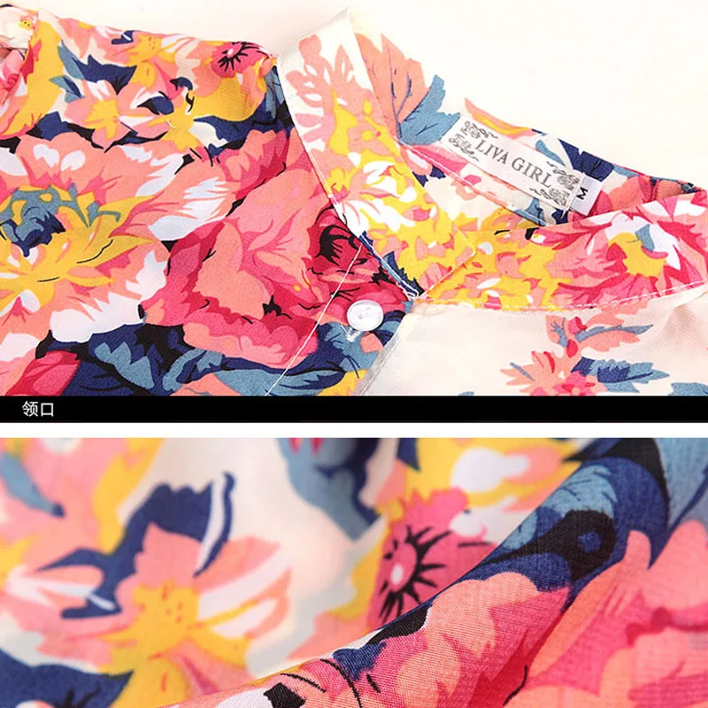 Женская шифоновая блузка с длинным рукавом и цветочным принтом|camisas mujer|blouse longchiffon