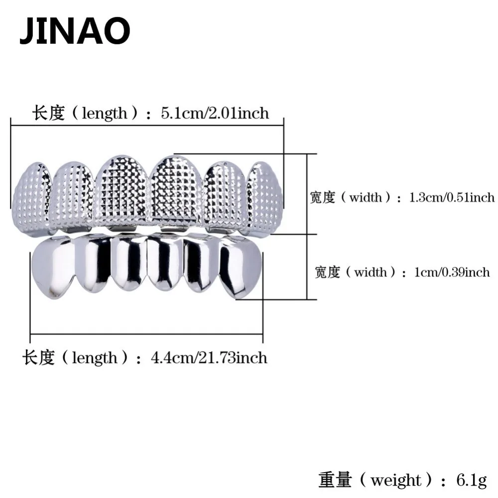 Jinao для хип-хопа рок золото и серебро цвет покрытием зубы Grillz с силиконовым Рождественский подарок для мужчин и женщин ювелирные изделия