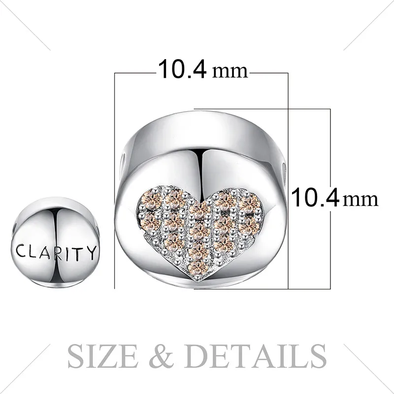 JewelryPalace кубического циркония 925 пробы серебро надежда круглый сердце шарики-брелки Fit Браслеты браслеты Модные украшения