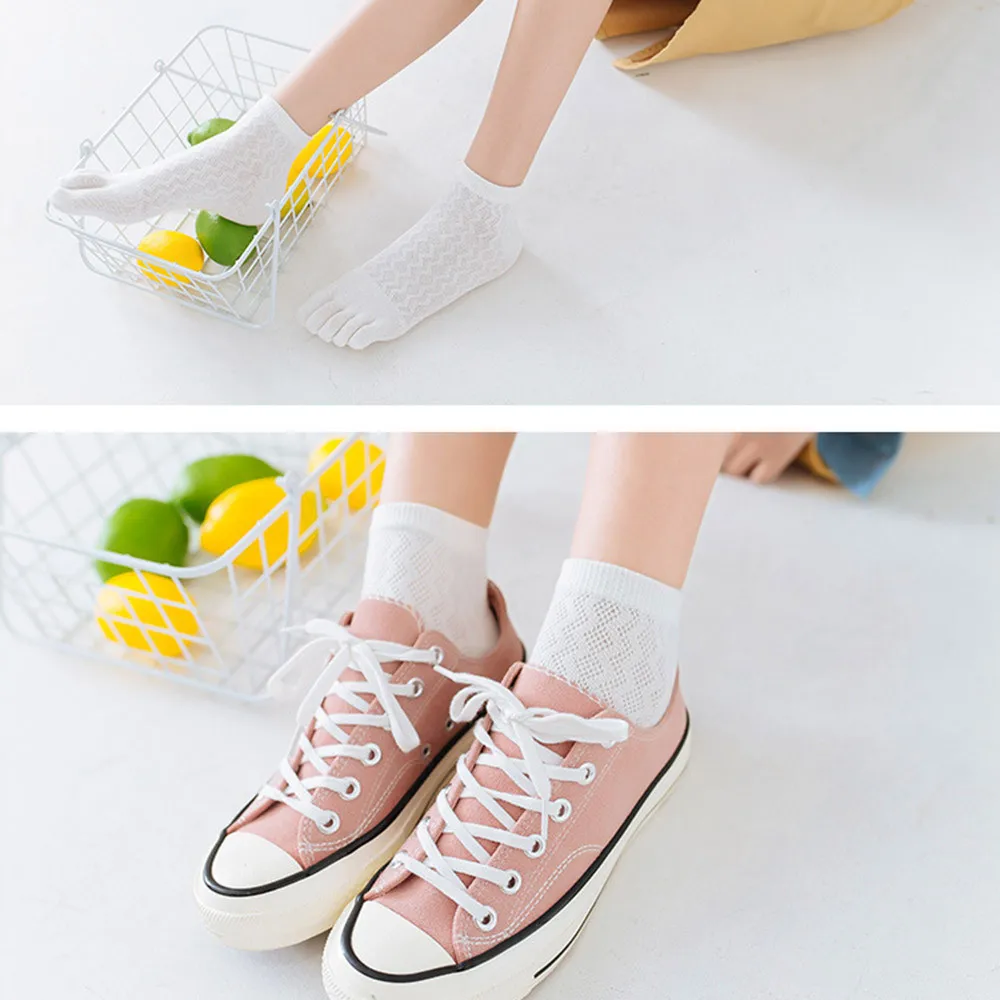 Носки; calcetines mujer; дышащие хлопковые носки; однотонные носки с пальцами; носки с пятью пальцами; хлопковые мягкие забавные носки; T429
