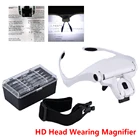 Увеличительное стекло с налобным креплением, многофункциональная Лупа с подсветкой, увеличительное стекло с 5 линзами, 1x1,5 x 2,5x 3,5x, инструмент для ремонта