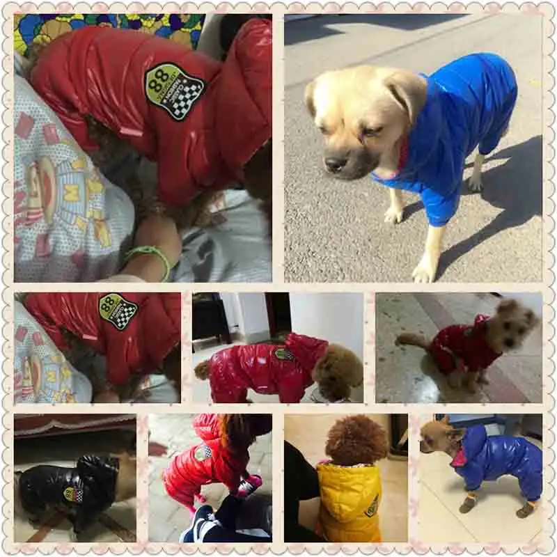 Водонепроницаемый щенок лыжный костюм зимняя одежда для собак красный синий