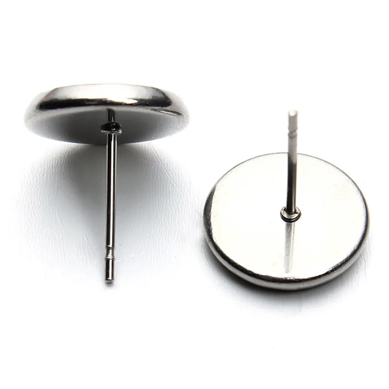 50pcs Stainless Steel Blank Earring Base Cabochon Cameo 8 10 12 14 16 20 mm Flat Setting Diy Jewelry Making F3634|diy jewelry|cameo basebase cabochon
