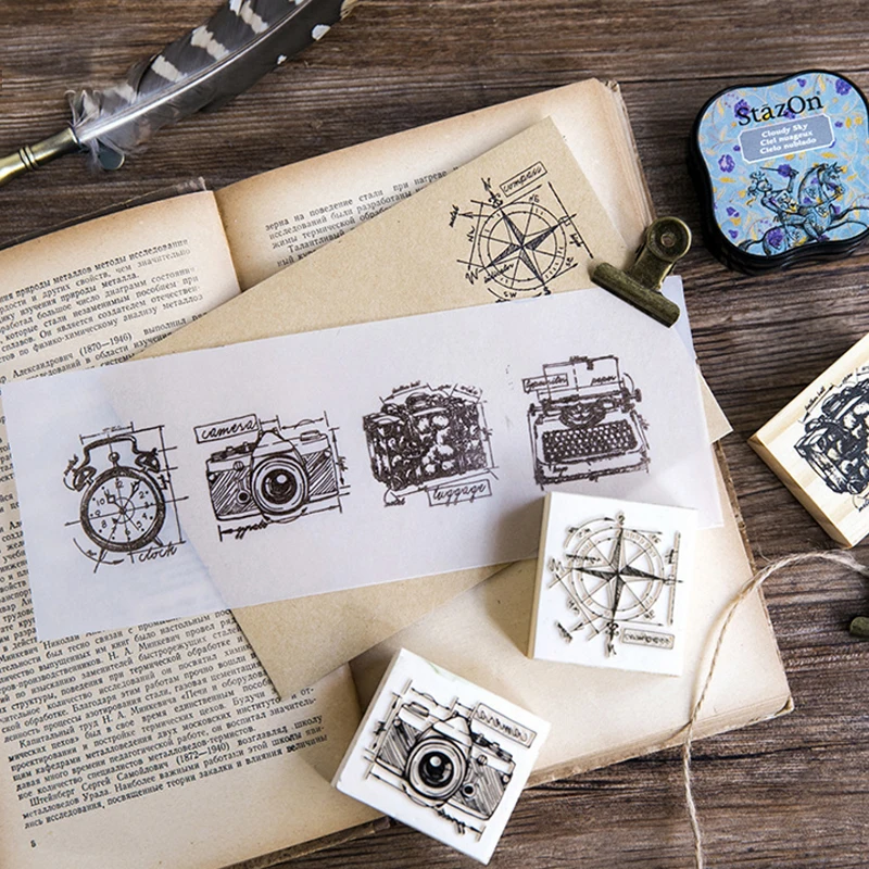 PIKAALAFAN Винтаж компасы подарок коробки камера дерево альбом для штампов DIY