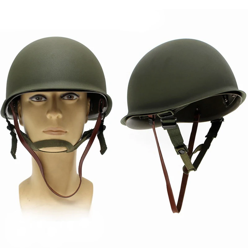 Защитный шлем Repro для мужчин WW2 армейский США M1 зеленый из нержавеющей стали с