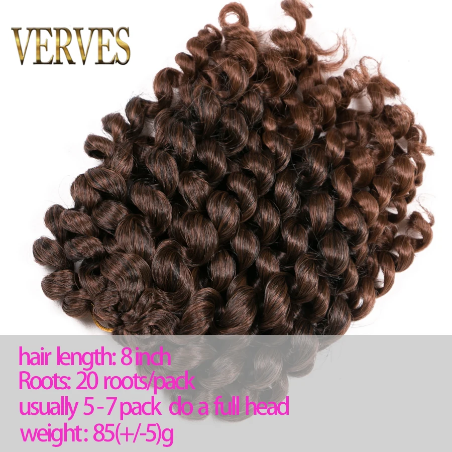 VERVES вязаные крючком волосы для наращивания Jumpy Wand curl 8 inch Ombre плетеные Jamaican Bounce Curl