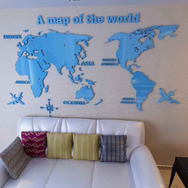 Большой размер 3d Карта мира стикер стены гостиной украшения Diy Съемная домашняя стенка наклейки Papel де Parede Para Quarto