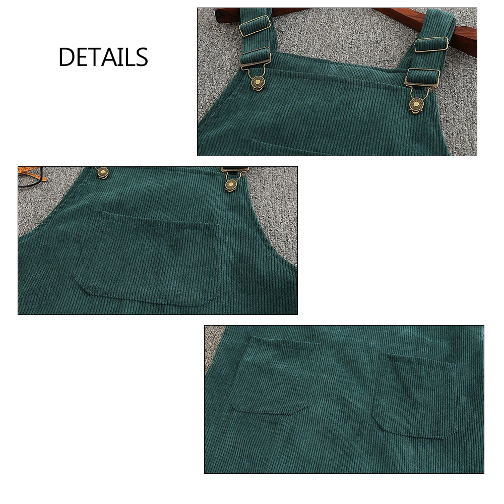 Вельветовый комбинезон на подтяжках Осеннее Повседневное платье без рукавов в
