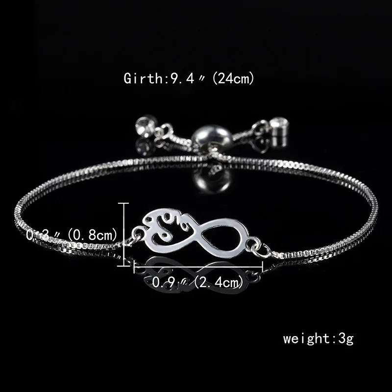 BR18Y0196-1 Стразы, браслет Бесконечность для мужчин и женщин, ювелирные изделия в виде животных, совы, слона, лошади, стрекозы, серебряный браслет с подвесками, ювелирные изделия для свадьбы, банкета - Окраска металла: BR18Y0196-1