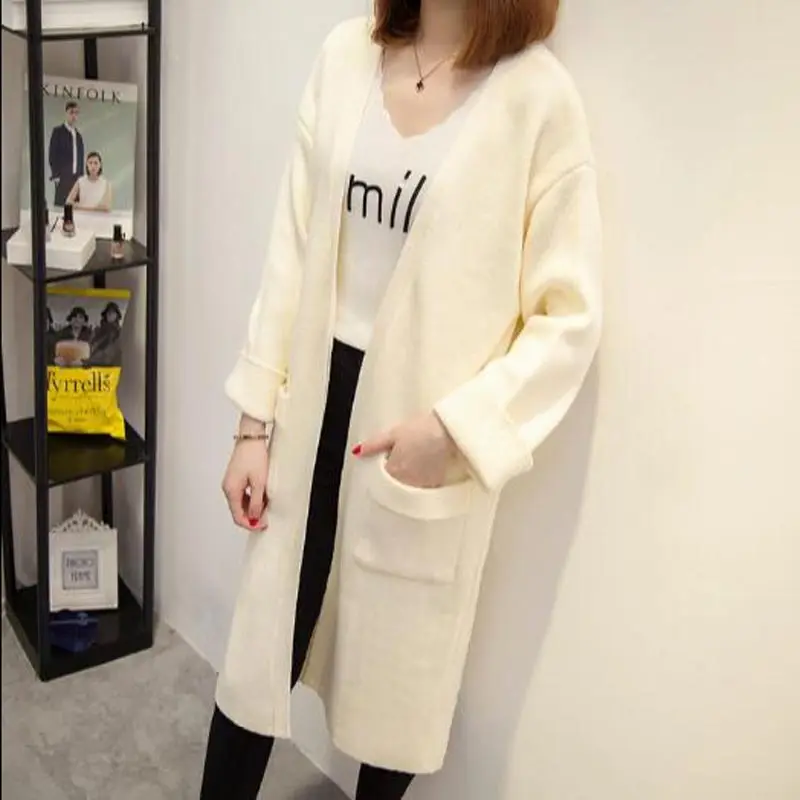 Новинка Женский весенне-осенне-зимний свитер высокого качества длинный кардиган