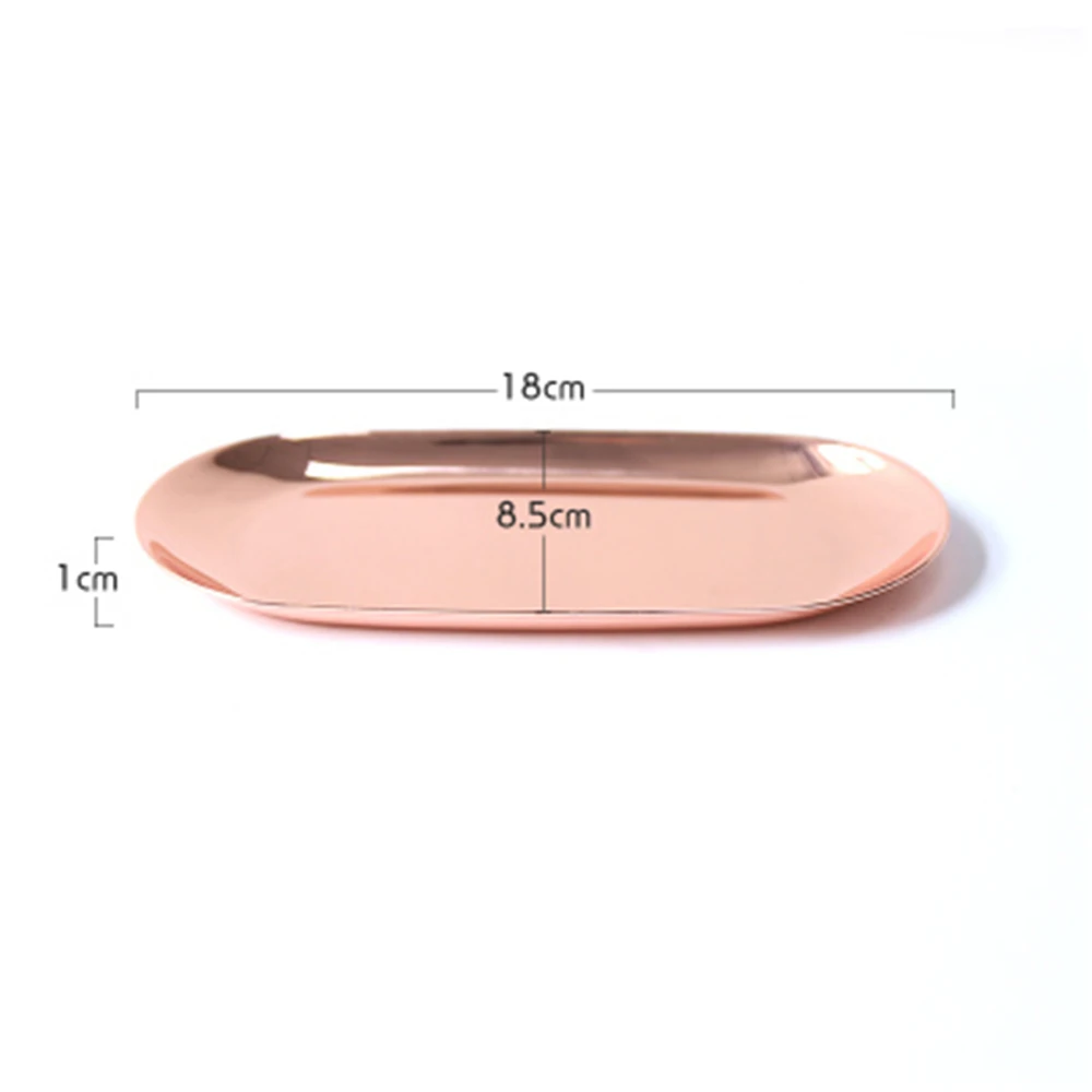 small rose gold Нордическая роза золото металлический лоток для хранения Ins роскошный золотой серебряный овальный десертная Фруктовая тарелка настольные украшения дисплей лоток домашний декор - Цвет: small rose gold