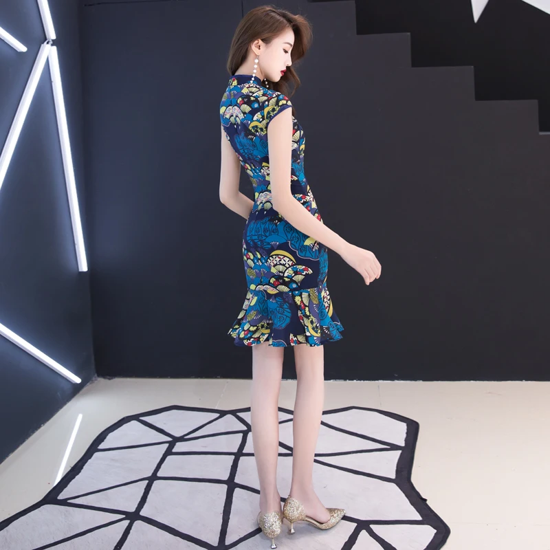 Традиционное китайское платье Cheongsam Qipao платья Русалочки для женщин 2019 халат