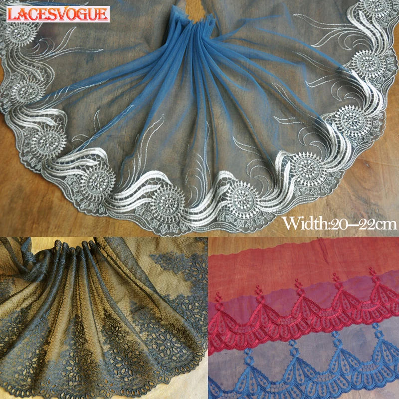 5meters 20cm Mesh lace trims Embroidered Lace Ribbon Wedding accessories fabrics Patchwork Sewing craft Doll LAVO279 | Дом и сад