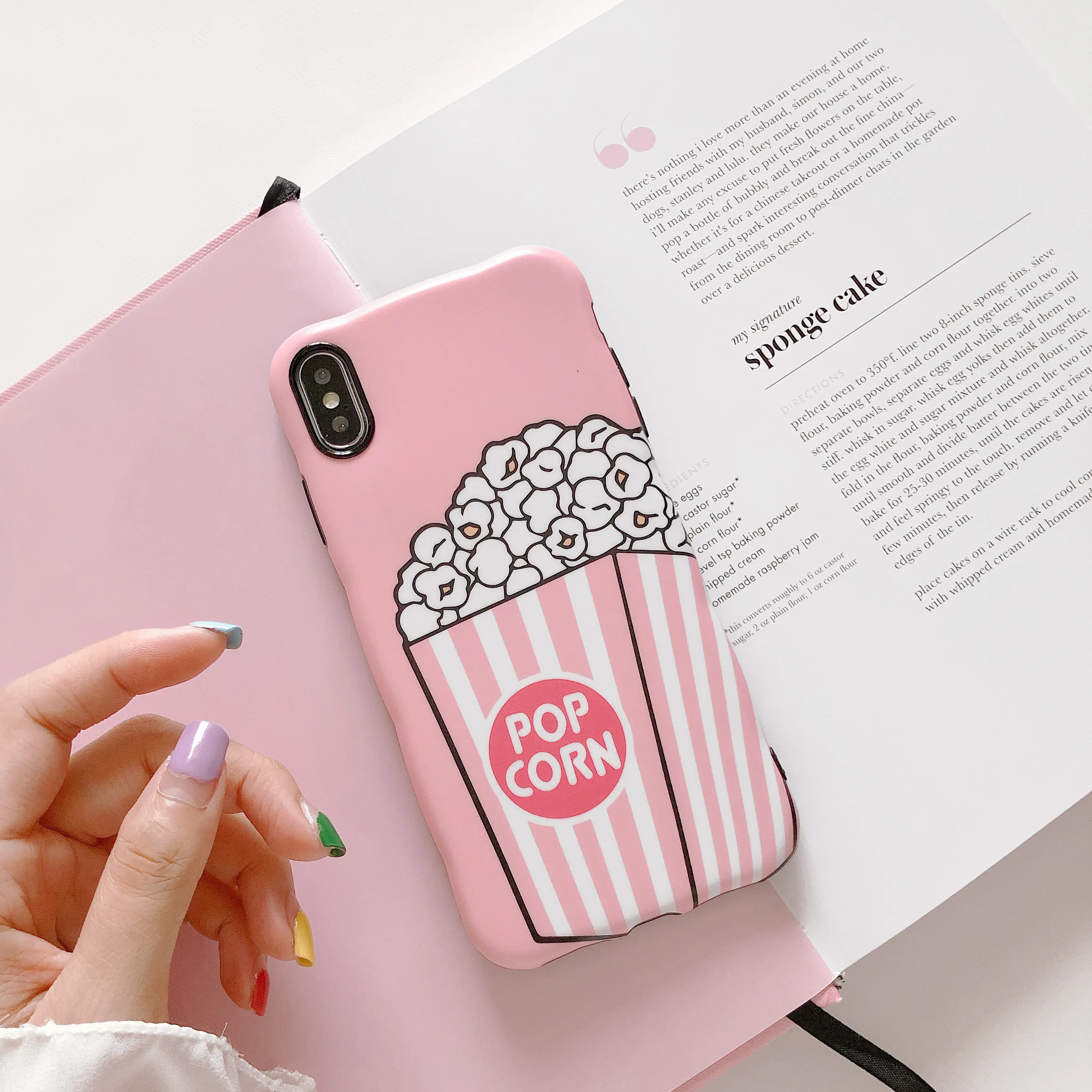 PEIPENG Cute Pink Popcorn Phone Case For iphone 6 6S 7 8 Plus X XR XS MAX Ultra-thin Silicone Soft imd Back Cover Coque | Мобильные