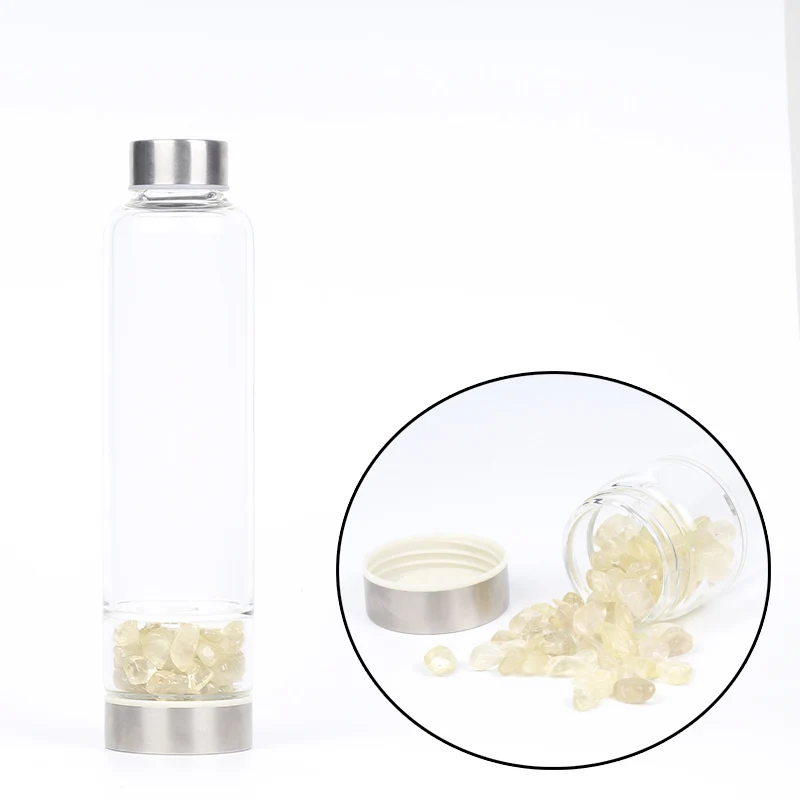 yellow Citrine Продукт, креативный натуральный кварцевый кристалл, стеклянная бутылка для воды, гравий неправильной формы, каменная чашка, палочка, исцеляющая, наполненная эликсиром, чашка - Цвет: yellow Citrine