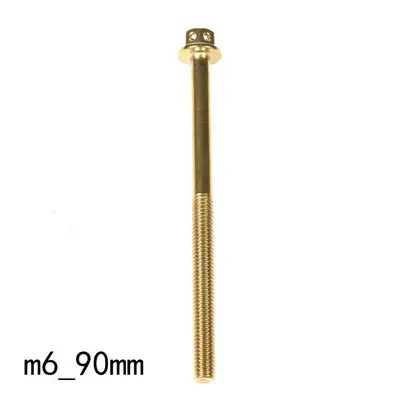 m6-90mm gold M6 мотоциклетный винт с покрытием симфония синий/покрытие золото модифицированный Внешний шестигранной формы из нержавеющей стали сплав винт крепежные болты - Название цвета: m6-90mm gold
