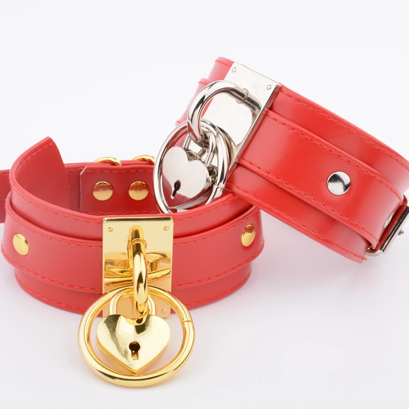 Ручная работа панк готический красный широкий чокер замок медальон воротник