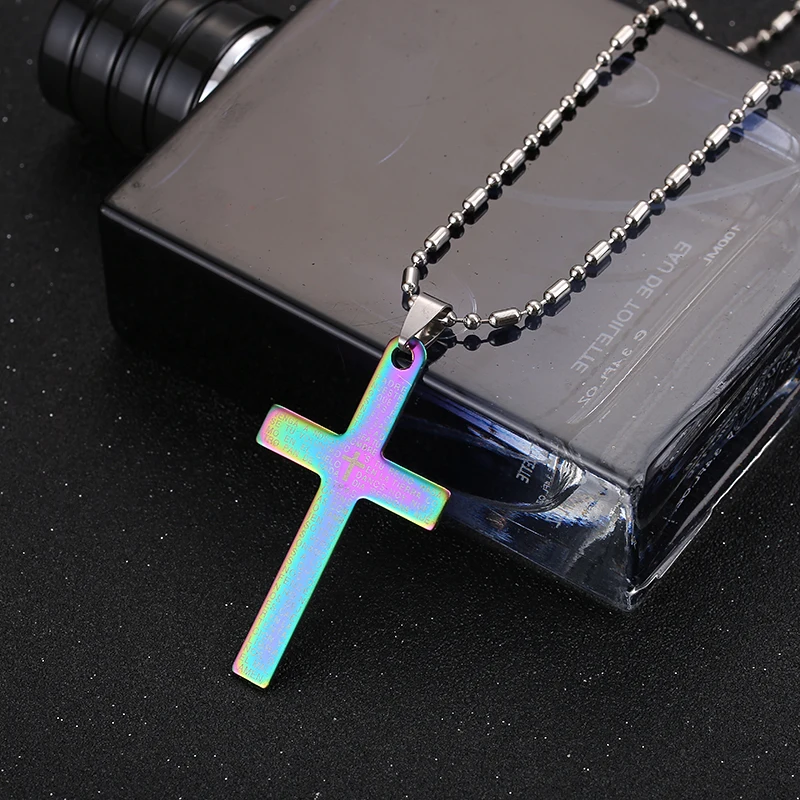 JIAKOU Cross Necklace For Women/ Men Colorful Stainless Steel Brad Chain Pendant Women Jewelry Accessories | Украшения и