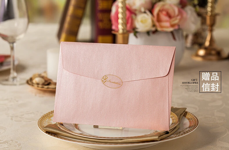 Лазерная Резка Розовый Цвет Цветочный дизайн Свадебные Приглашения Карты с