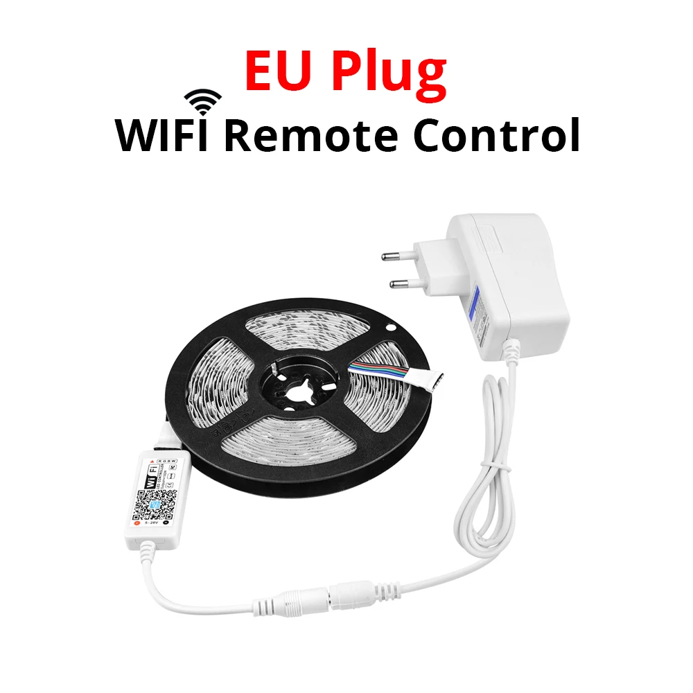 EU Plug WiFi Светодиодный светильник с беспроводным управлением и Wi-Fi 5 м RGB RGBW RGBWW Светодиодная лента с адаптером питания светодиодный ленточный светильник 5050 декоративный светильник ing - Испускаемый цвет: EU Plug WiFi