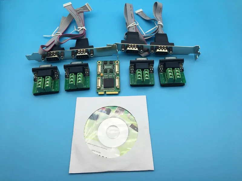 Мини PCI Express 4 Порты RS422 RS485 Контроллер промышленный Серийный адаптер DB9 контактный