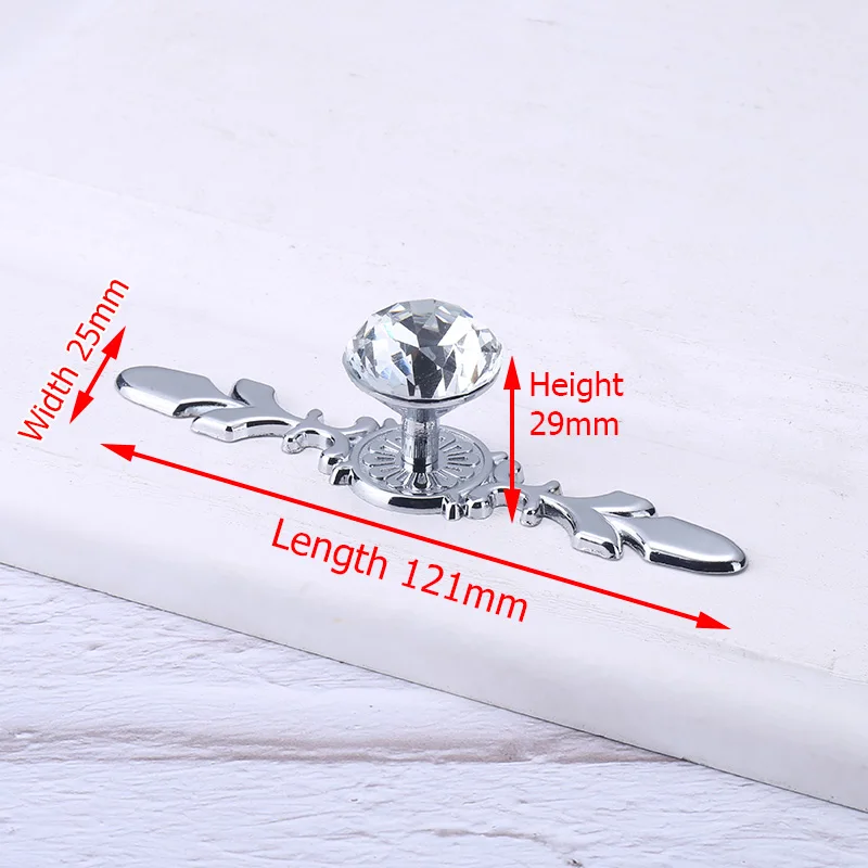 Length 121mm KAK Роскошные Алмазные хрустальные ручки обувной ящик ручки шкафа шкаф комод ручки ящика Шкаф Тянет съемники мебельное оборудование - Цвет: Length 121mm