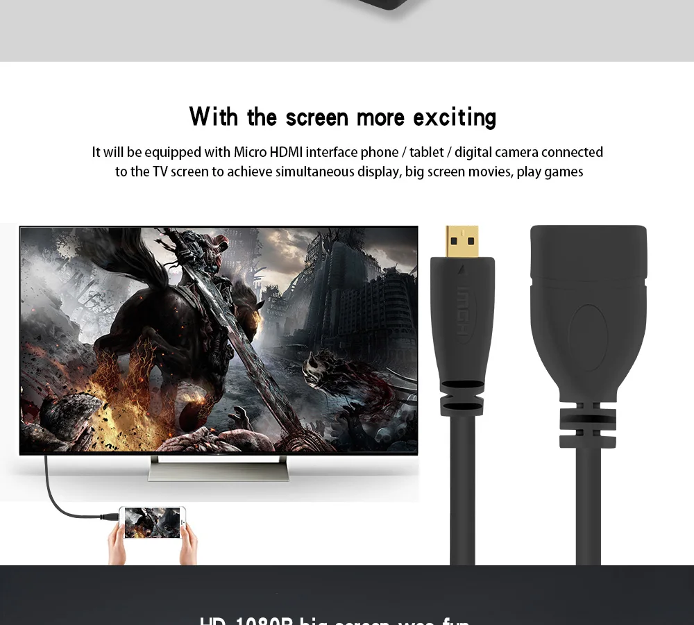 FSU Micro HDMI Мужской к HDMI D Тип Женский адаптер кабель конвертер 1080P