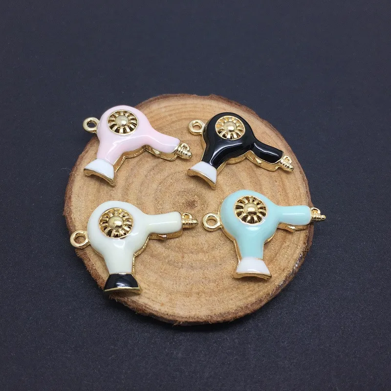 20 шт./лот цинковый сплав капли масла Мода фен Форма эмаль очарование золотой тон