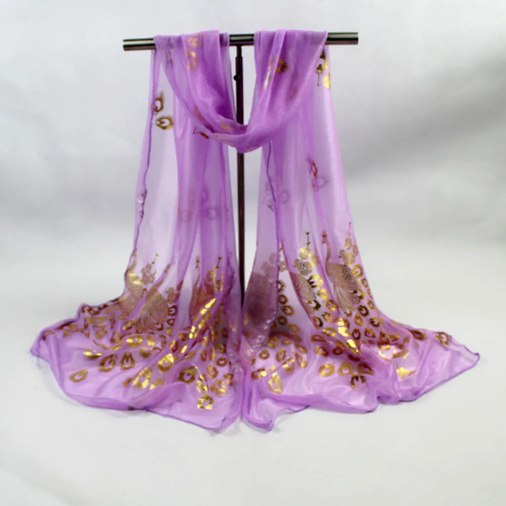 Шарф бандана в клетку пончо платок хиджаб женский многоцветный цветок павлина