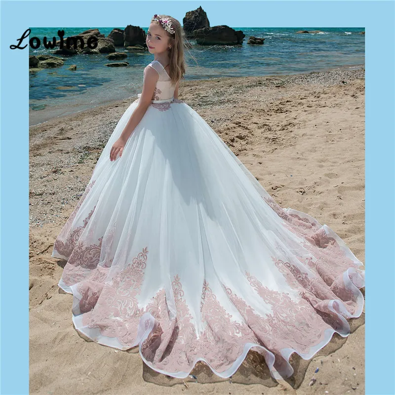 Красивые нарядные платья для девочек 2018 с цветами на заказ свадебные платье