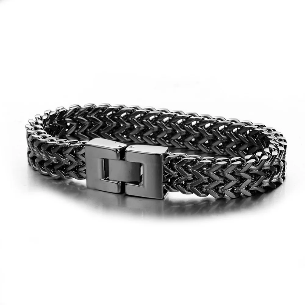 Hot Black Figaro Chain Trend Bracelet Stainless Steel Jewelry Men's/ Women's Bangle Wristband Punk Rock Gift 8.66&quot12mm |