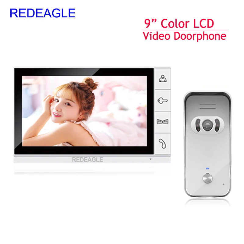 1V1 Kit White Проводной 9 дюймов цветной ЖК-монитор видео телефон двери дверной звонок Домофон Система 940nm ИК ночного видения непромокаемая камера - Цвет: 1V1 Kit White