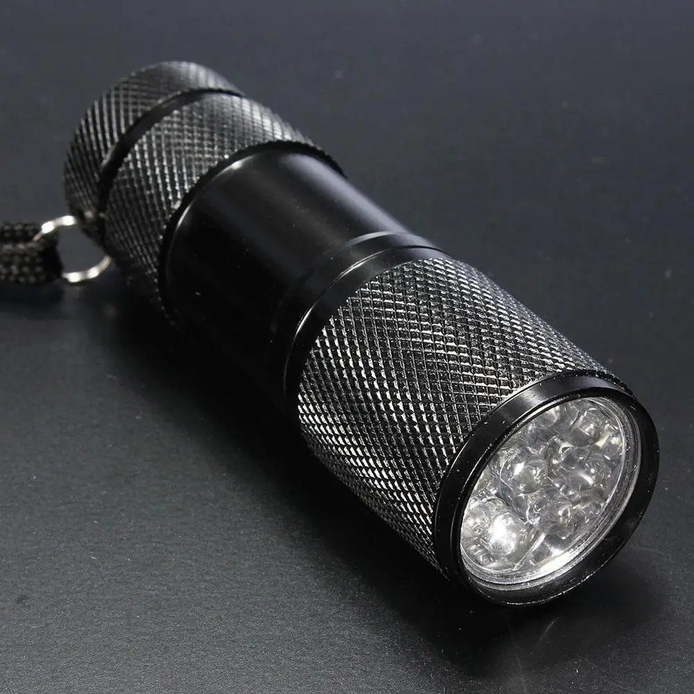 9LED алюминиевый УФ ультрафиолетовый фонарик фиолетовый свет AAA лампы черный |