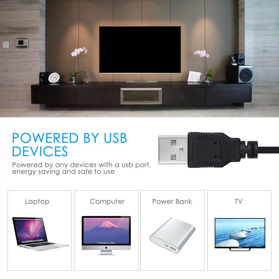 Светодиодная лента 5 м RGB Водонепроницаемая SMD 5050 USB LED 30 светодиодов/м