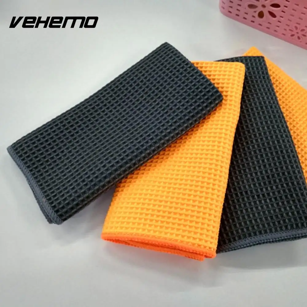 Vehemo 40x40 см полотенце из микрофибры мягкое моющее для автомобиля сотовые тканые