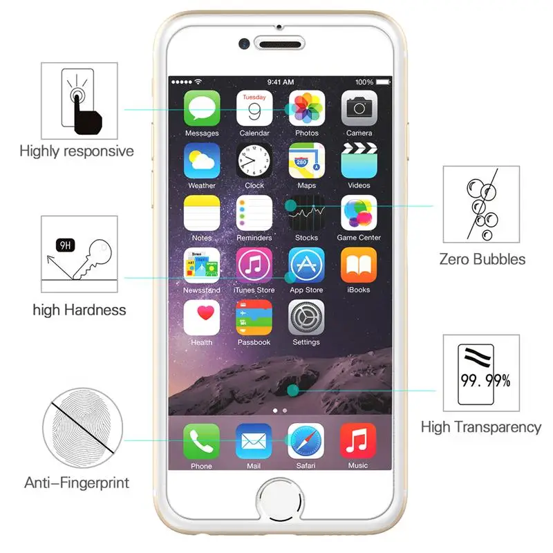 for iphone 6s tempered glass screen protector for iphone 6 7 8 plus on iphone 5s 5 se x xr xs max protective film cover case free global shipping