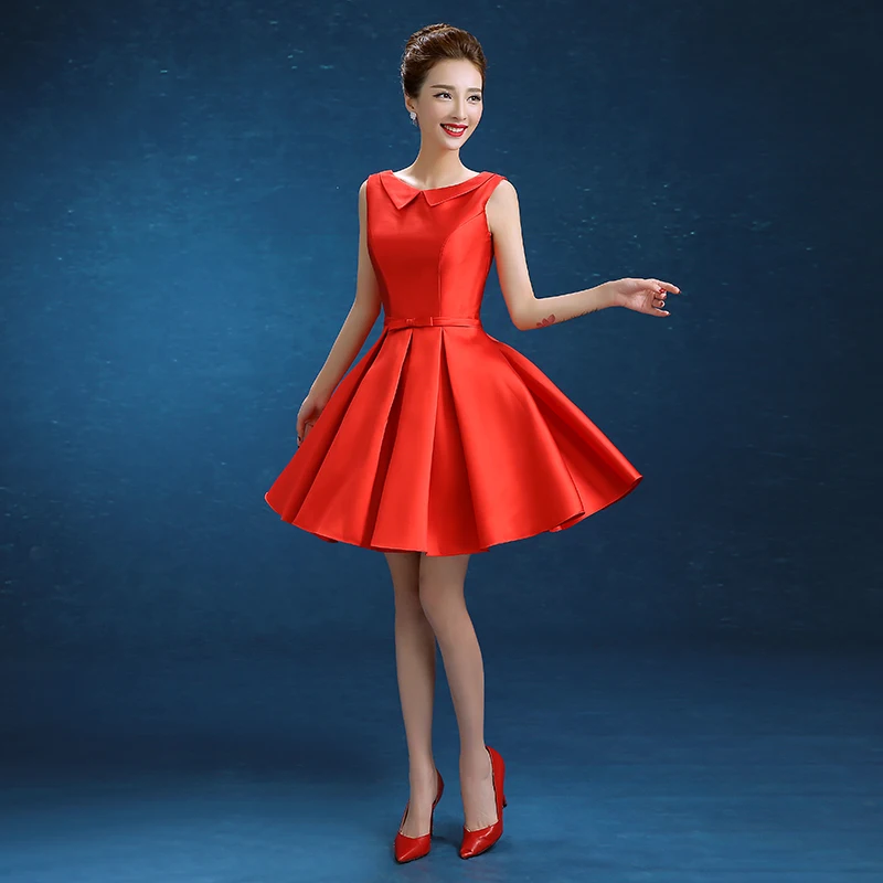 Новые короткие платья подружки невесты красное элегантное платье с высоким