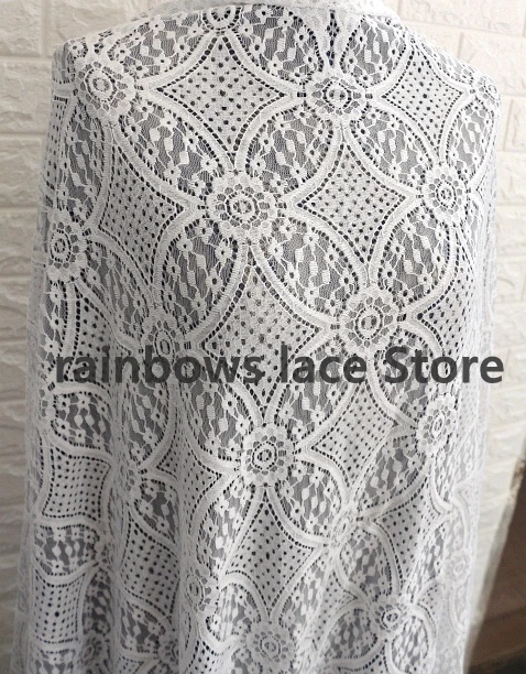 

3 M/Lot France Eyelash Lace Fabric 150 cm wide DIY Decorative High Quality Soft Off White Nylon Lace Trim Wedding Dress Fabric