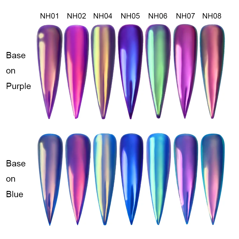 Хамелеон неоновый цвет зеркальный эффект порошок для ногтей цветной