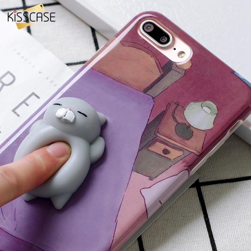 Kisscase милые 3D мягкими телефон чехлы для iPhone 7 Plus Забавный Кот Panda Печать крышка 6 6S