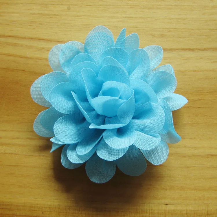 5blue Nishine, 10 шт./лот, 20 цветов, 2,8 дюймов, сатиновый шифон, цветы для маленьких девочек, повязка на голову, украшение для волос, Детские аксессуары для волос - Цвет: 5blue
