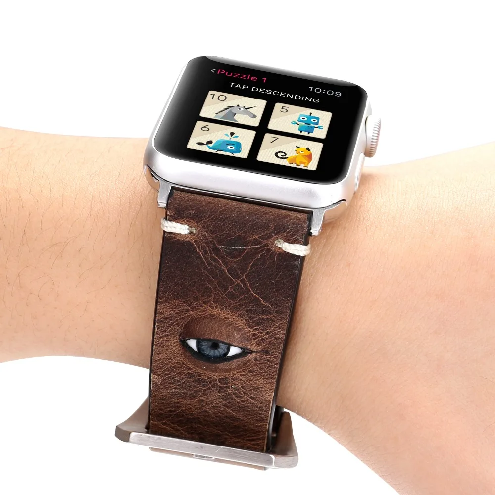 Панк 3D Браслет из натуральной кожи для apple watch серии 4 3 2 1 кожаный сменный ремешок