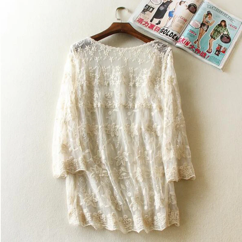 Женский кружевной кардиган SEDUTMO белая блузка-кимоно туника-блузка в стиле бохо