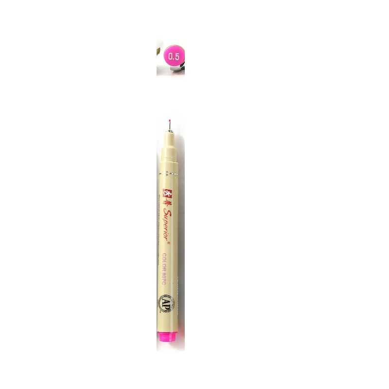 Rose Red-0.5-mm Водостойкий Fineliner 1 и 10шт/комплект, линер нетоксичный на водной основе, разные цвета и размеры наконечников для комфортного рисования и скетчинга - Цвет: Rose Red-0.5-mm
