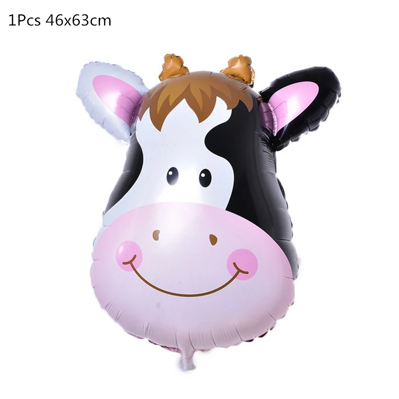 1pcs cow Джунгли вечерние воздушные шары из фольги в виде животного зоопарка животных джунглей тематическая вечеринка на день рождения украшения Дети День рождения воздушные шары для вечеринки в стиле сафари Декор - Цвет: 1pcs cow