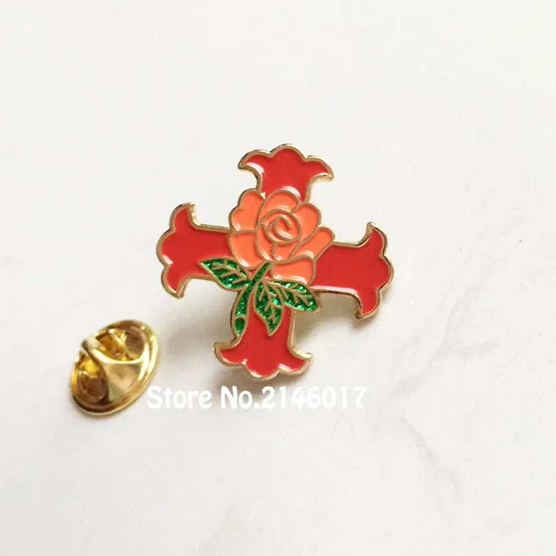 25 мм шотландский масонов пользовательские эмаль значок красный крест