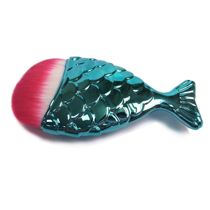 Best quality Fashion Mermaid Fish Makeup Brushes Powder Blush Foundation Make Up Brush Cosmetic Tools Bag Separately | Красота и